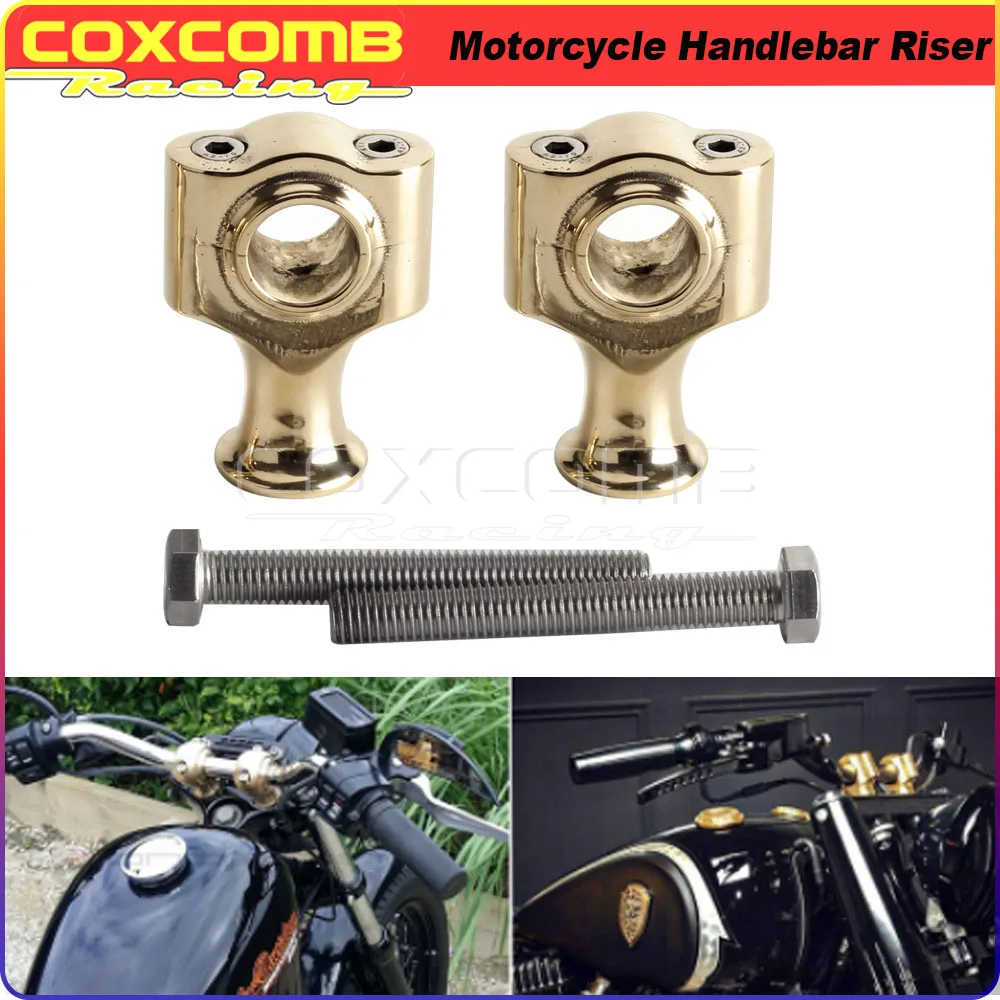 

1 Pair Motorcycle 1" 25mm Brass Alloy Handlebar Riser Extender Handlebar Clamp For Harley Bobber Custom Cafe Racer Cruisers