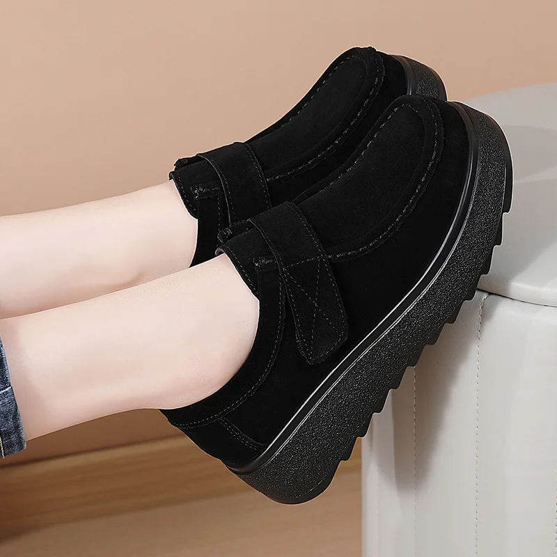 

Лоферы на массивной платформе в европейском стиле — новые женские туфли из натуральной кожи для весны/осени с толстой подошвой, водонепроницаемые.