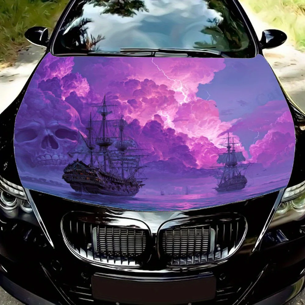 

Purple Stormy Sky Car Hood Decal Sticker - Durable Vinyl Wrap, Splash-Resistant & Easy Removal, Fit For All Cars - Automotive Ac