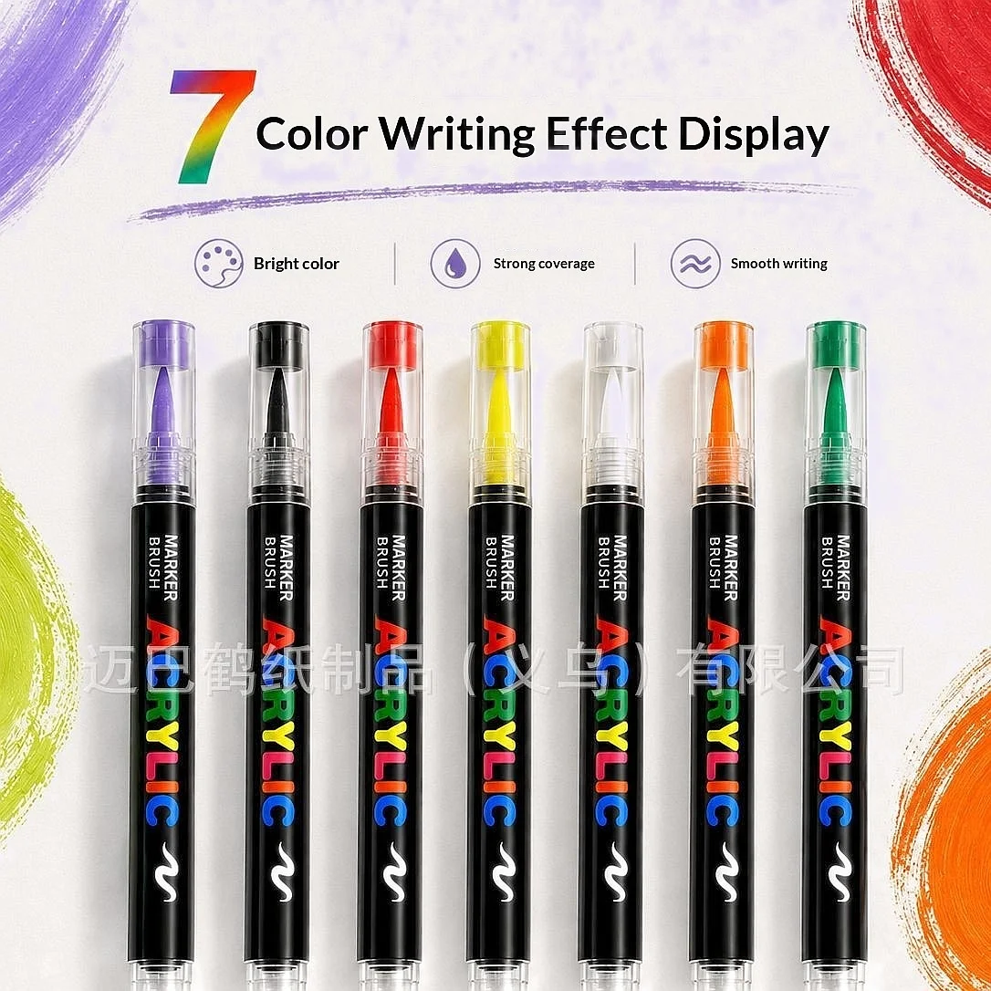 Single Straight Liquid Soft Head Acrylic Marker for Kids Art Crayons Non-Transparent Stackable Colors