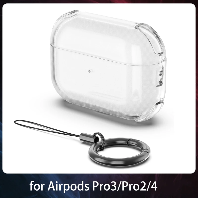 

For Airpods Pro 3 Case Anti-drop Transparent TPU Cover for Airpods 4 Pro 2 3 Pro2 Pro3 2025 Earphone Cases Funda With Hook