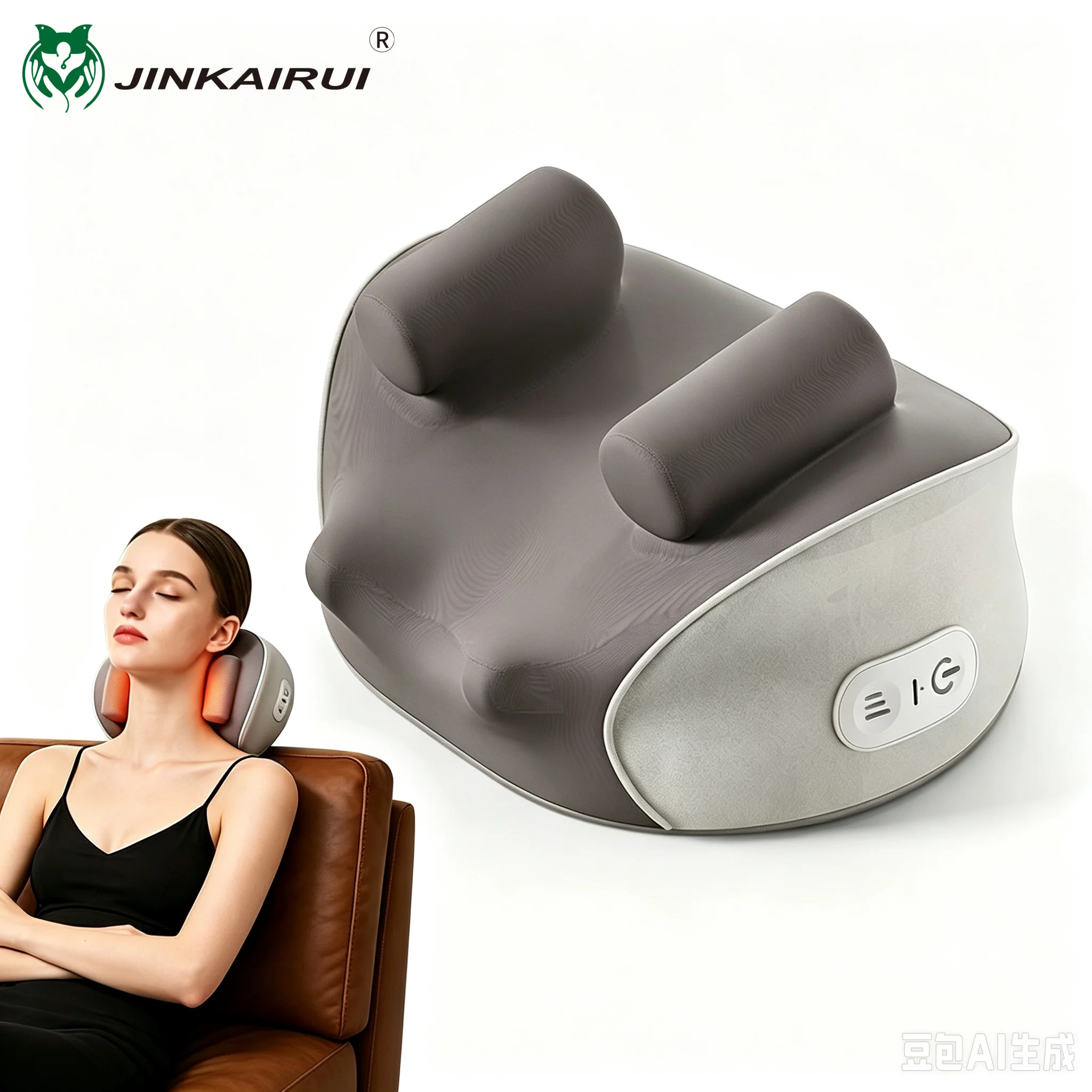 Jinkairui Trapezius Electric Massage Pillow Wireless Car And Home Massager Heating Waist Neck Leg Cervical Shiatsu Kneading