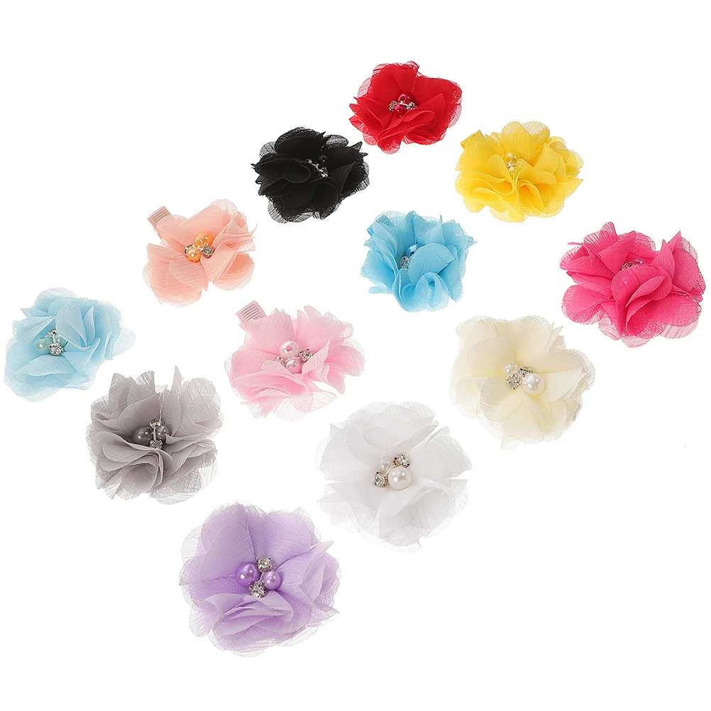 

12Pcs Pet Headdress Adorable Flower Hair Clips for Dogs Cats Stylish Grooming Accessory Mix Color Flower Dog Hair Clips