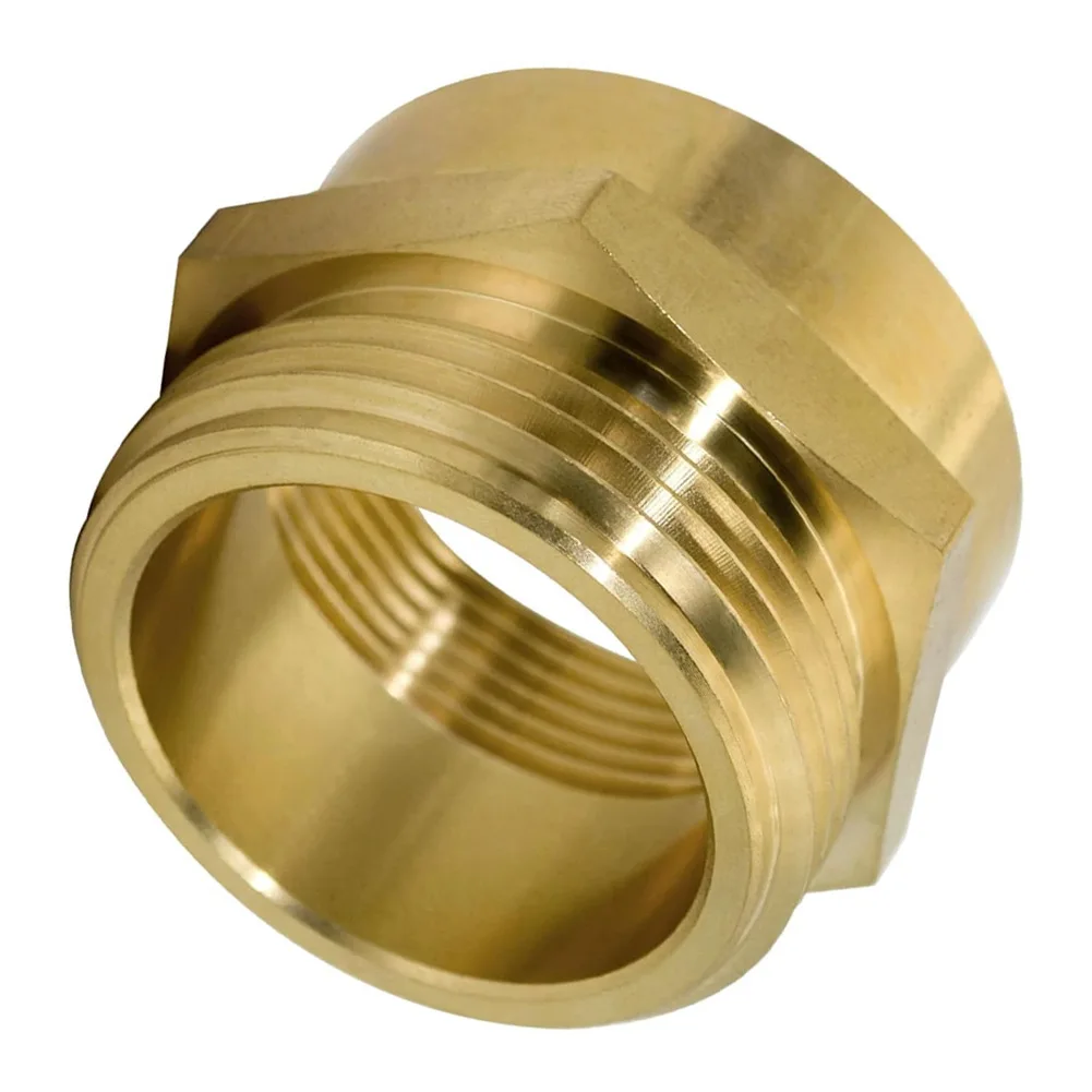 Brass Hexagonal Hose Adapter 1-1/2 Inch NPT Female to 1-1/2 Inch NH Male for Firefighting Equipment and Fire Department Use