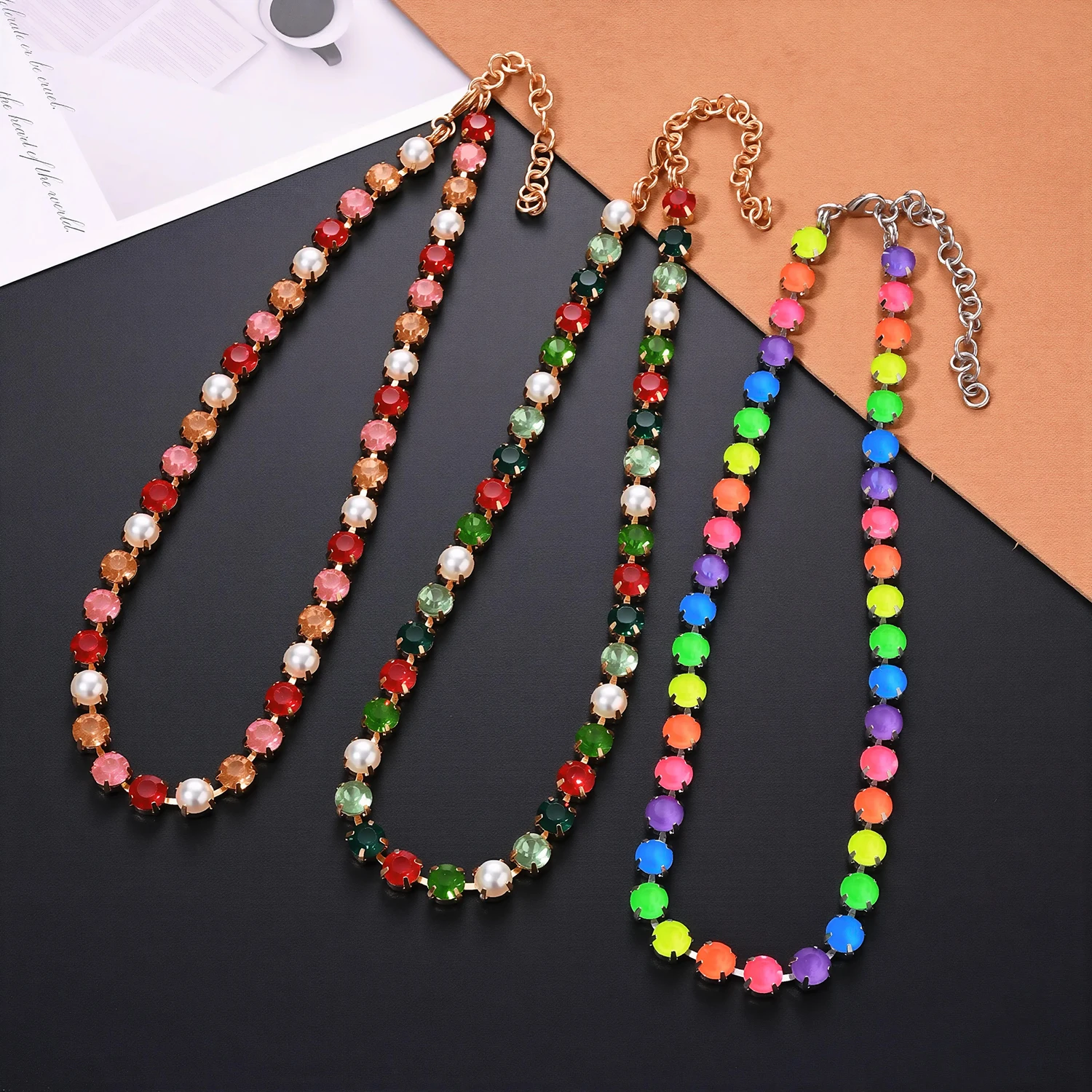 Neue Strass Halskette Für Frau – Vintage Fashion Stores Bewertung und Preis