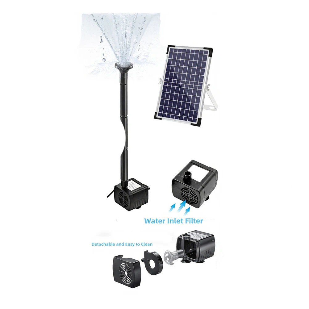 10W 9V Solar Powered Circulation Pump for Courtyard Landscaping Bird Baths and Garden Fountains with 3.25m Cable
