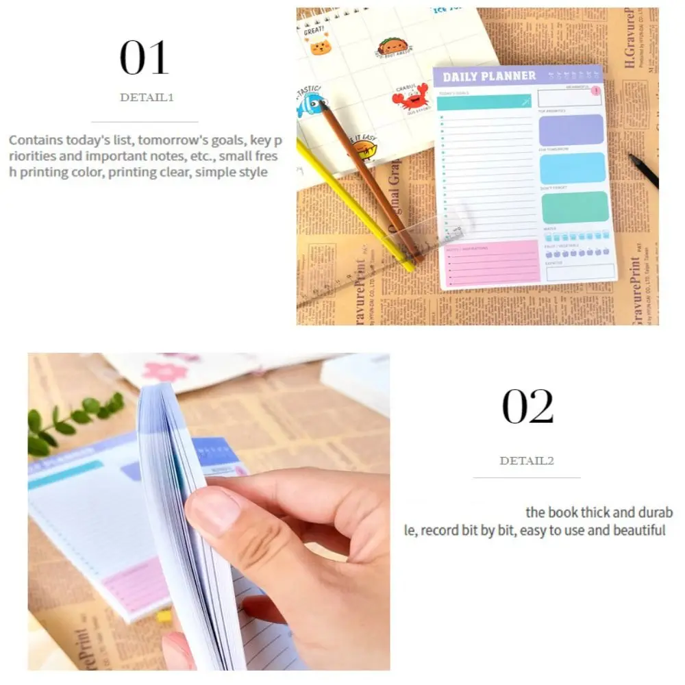 

60 Sheets To Do List Notepad Easy Tear-off Weekly Planner Schedules Journal Post Notes Self-Disciplined A5 Agenda Planner