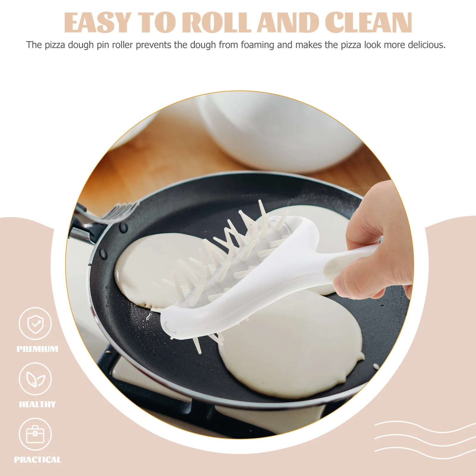

Pizza Dough Docker Pastry Roller Needle Design Non-Stick Baking Tool For Homemade Pizza Tart Crust Bread Rolling Pin