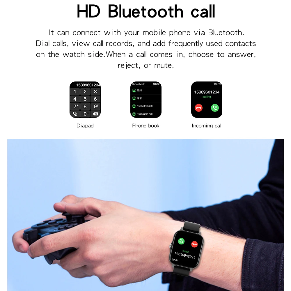 ساعات ذكية مقاومة للماء للرجال والنساء هدية كاملة شاشة تعمل باللمس ساعات رياضية للياقة البدنية بلوتوث دعوة ساعة ذكية ساعة يد موسيقية