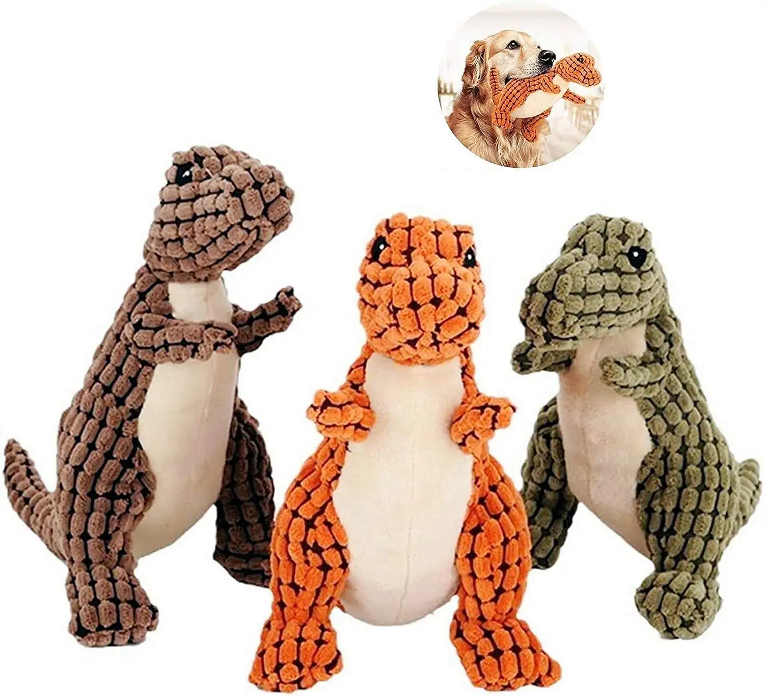 

Pet Plush Toy Dinosaur Shaped Dog Squeaky Dog Playing Chewing Toy