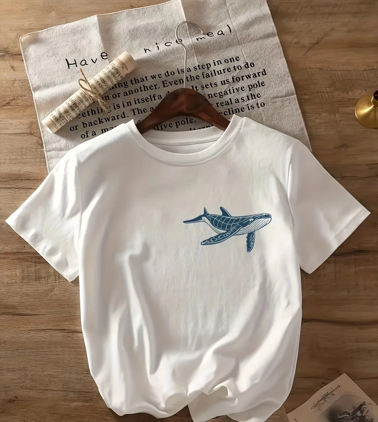 2026 Deep Sea Killer Whale Pattern T-shirt Men's Summer Fashion Short Sleeved T-shirt Retro Street Wear Ocean Aesthetic Top