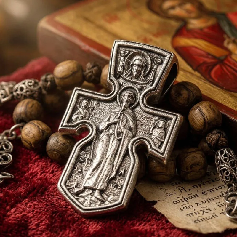 Buy 5 Get 1 Free The crucified form is cloaked in gilding, the Trinity's radiance glimpsed at the cross's crown Silver Pendant