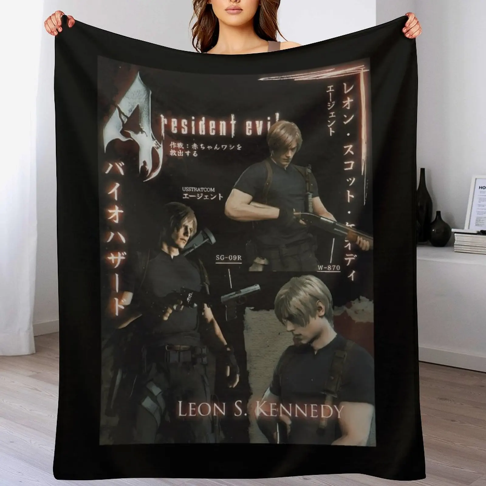 Resident Evil , Leon Kennedy Character Throw Blanket Thermal Camping Beautifuls Stuffeds Blankets