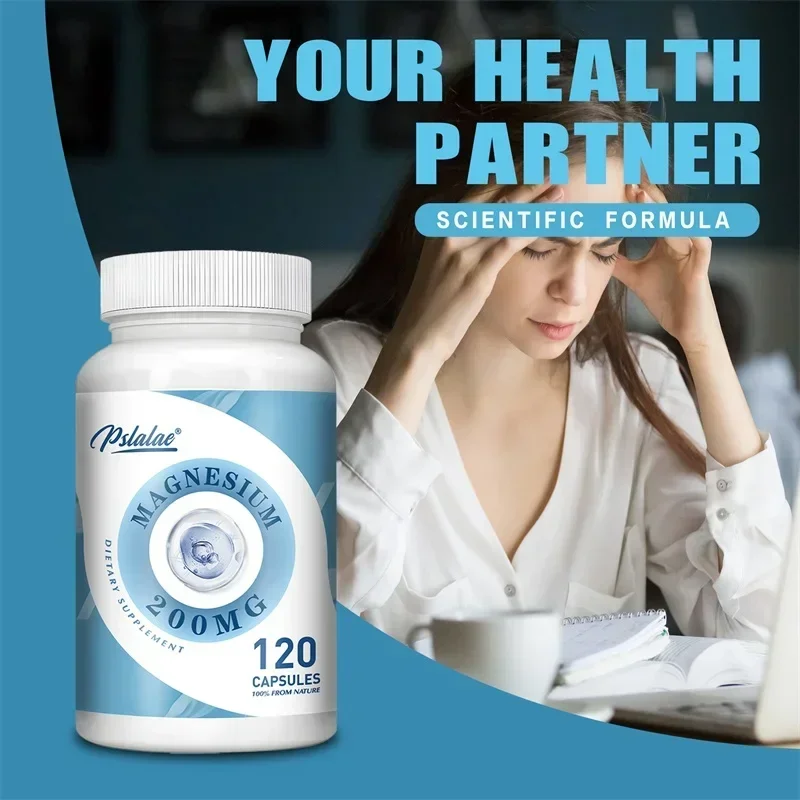 Magnesium Capsules 200mg - Reduce Stress and Anxiety, Helps Joint,  Bone and Heart Health, Support Cardiovascular Function