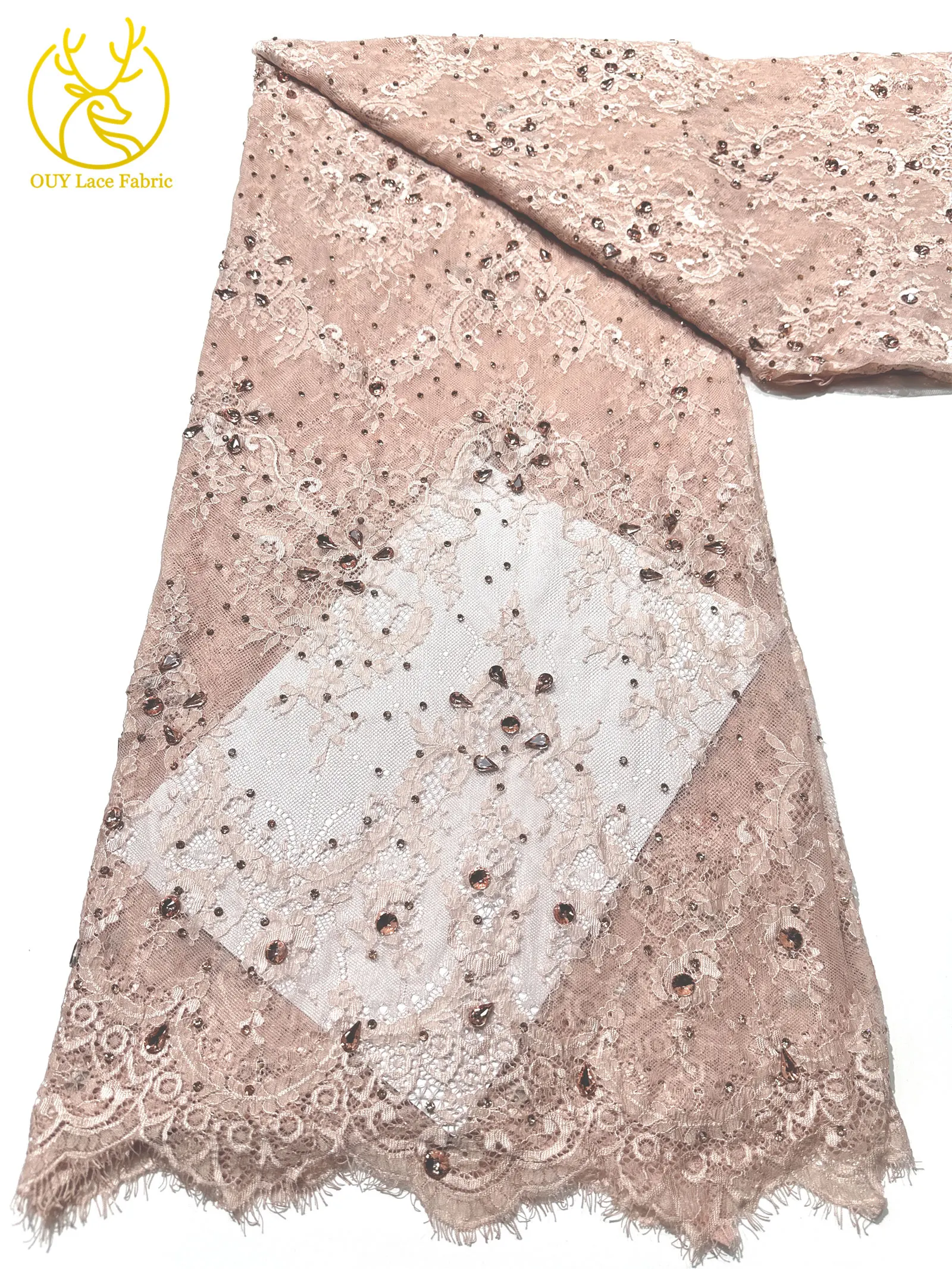 Roter nigerianischer Spitzenstoff, hochwertige afrikanische Milchseide mit Steinen, Guipure-Kordel für Damen-Partykleider, DIY-Nähzubehör, 3 Meter – Detail 15