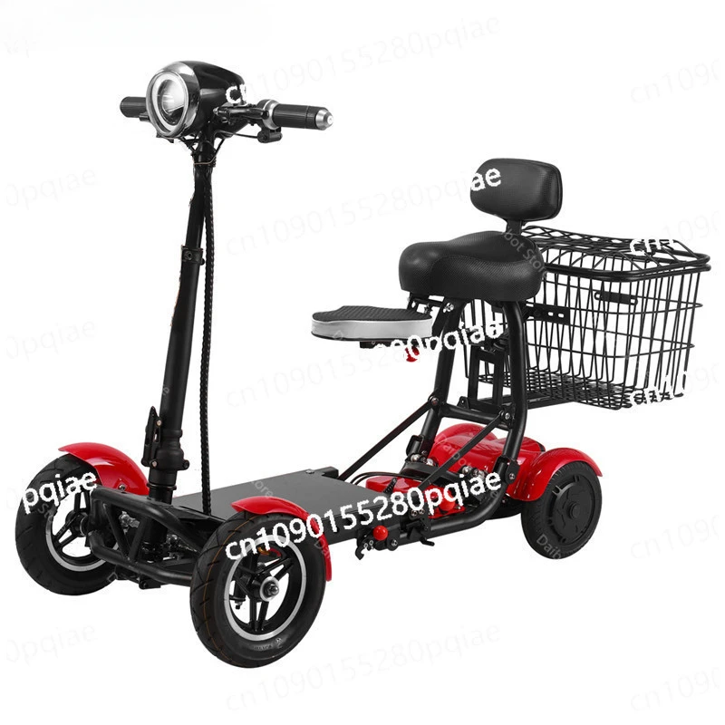 Foldable Four Wheel Electric Scooter for Old People Seniors Travel Folding Mobility Scooter 4 Wheels 250W Dual Motor Protable