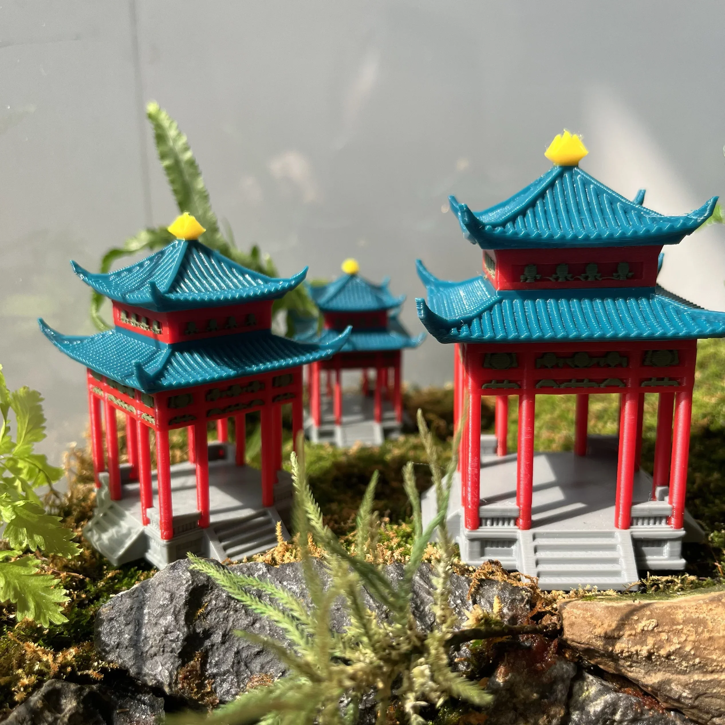 Chinese Ancient Architecture Model Lotus Pavilion Small Decoration Rockery Aquarium Micro Landscape Bonsai Study House