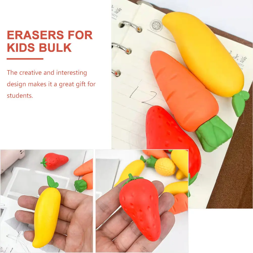3Pcs Erasers Pencil Erasers Set For Art Student Sweet Fruit Style Compact Size Easy Grip Excellent Precision