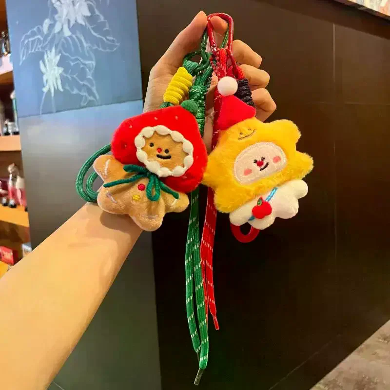 Ciondolo in peluche natalizio Versatile zaino in cartone animato Portachiavi Ciondolo decorativo per albero di Natale Ornamento carino