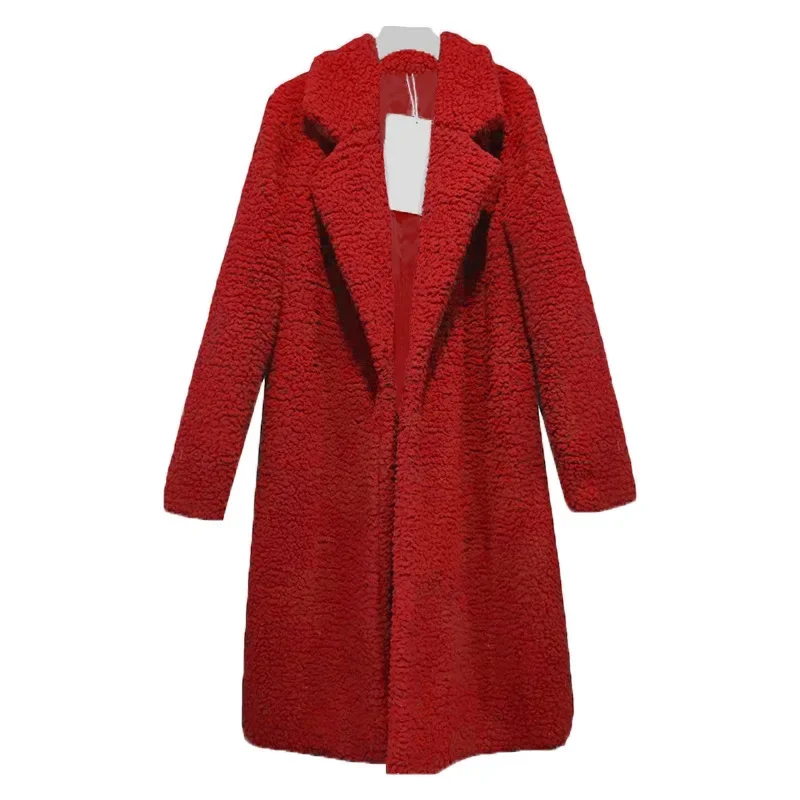 Autumn and Winter Women\'s Long Coat Lambswool Coat Cardigan Women Wool Coat Women Winter Jacket