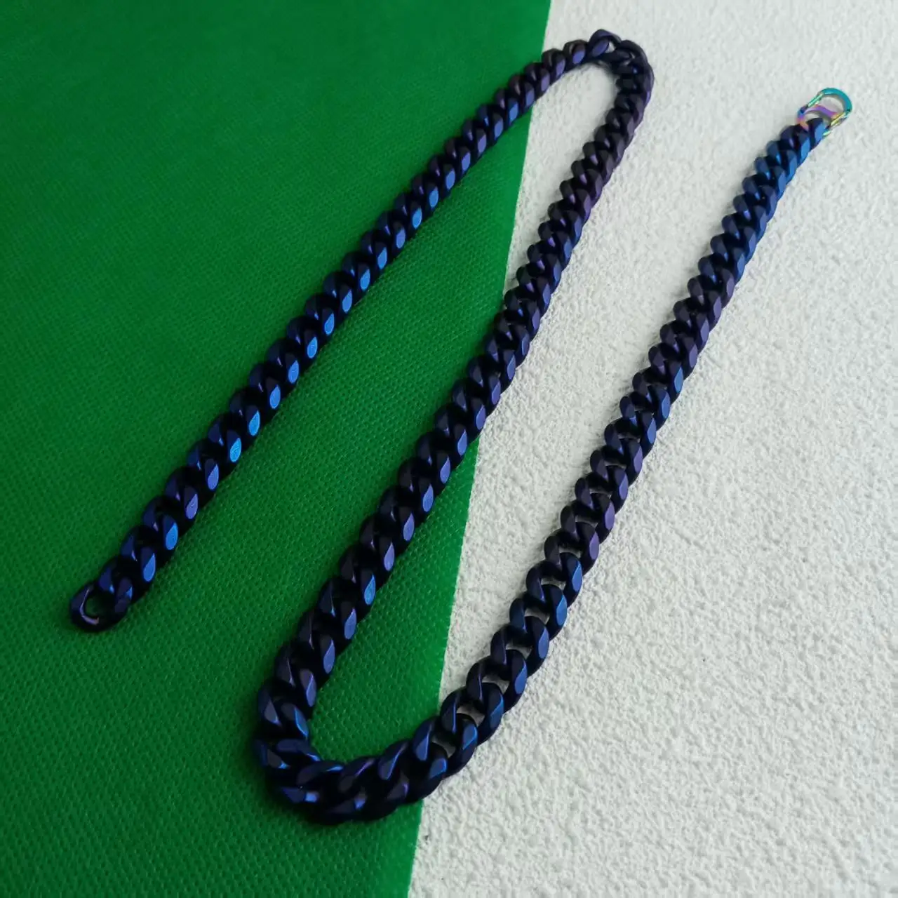 Dazzling Blue Purple Titanium Necklace - 10.5mm Ground Six-Sided Design for Daily Wear