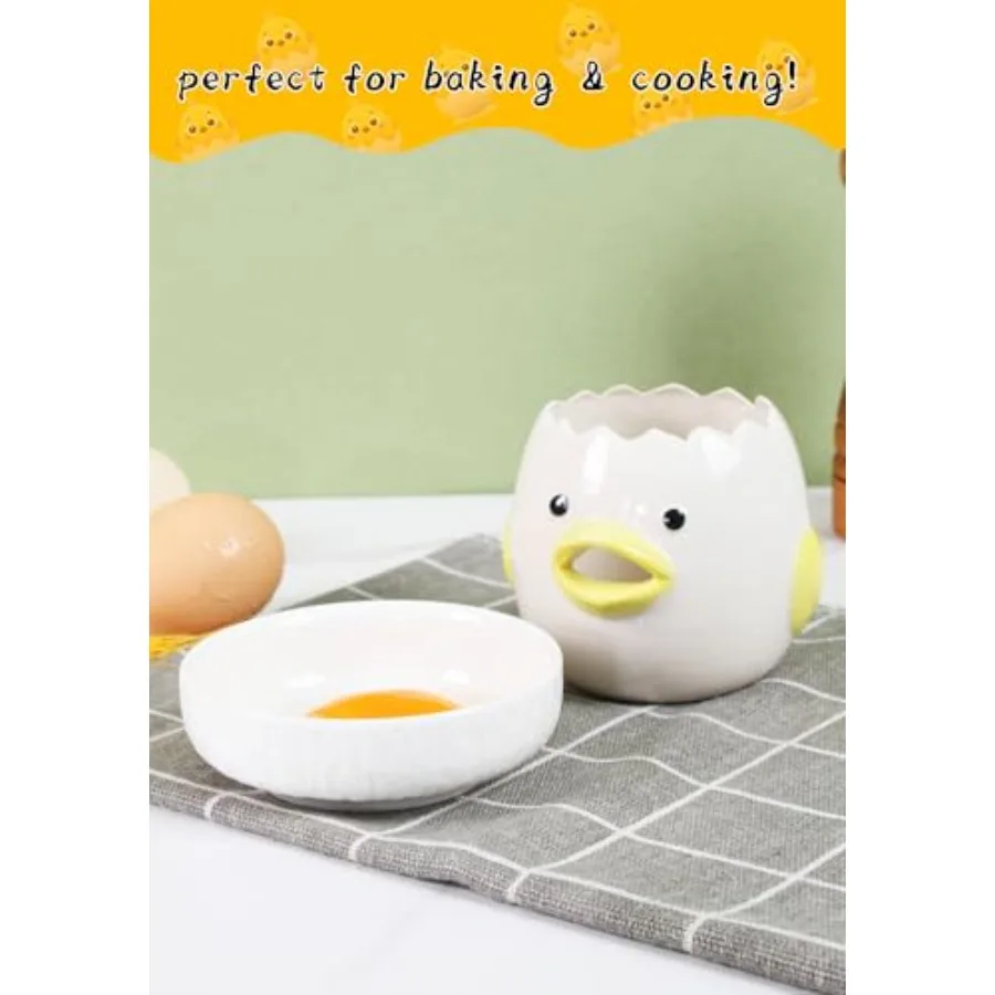 2個パック キュートなセラミック製卵分離器 キッチン用 楽しい小さなひよこデザイン 卵黄と卵白を簡単に分離 コンパクトで効率的