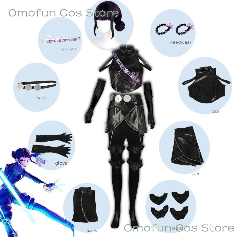 

Halloween Zoey Costume Kpop Demon Hunter Cosplay HUNTRIX Clothes Costume Roleplay Uniform Black Outfit Guerreras kpop Girls Cos