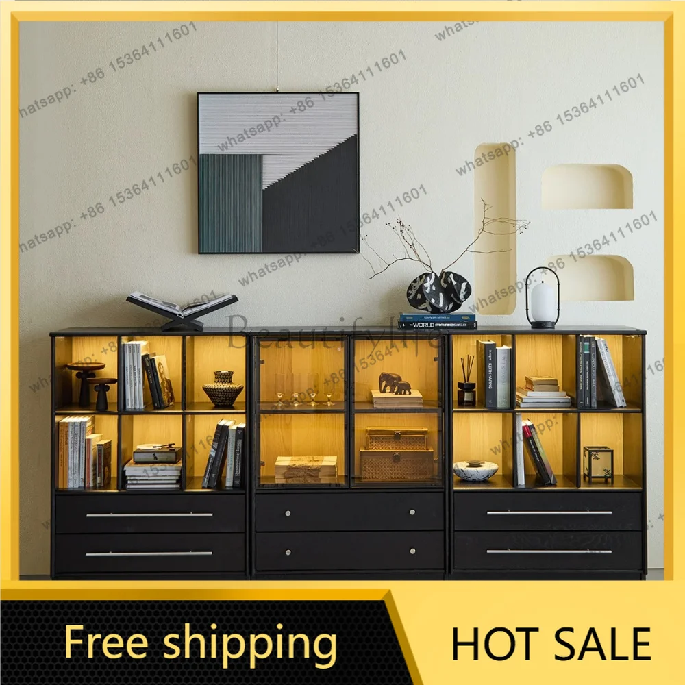 LD combination half wall locker solid wood floor living room display cabinet