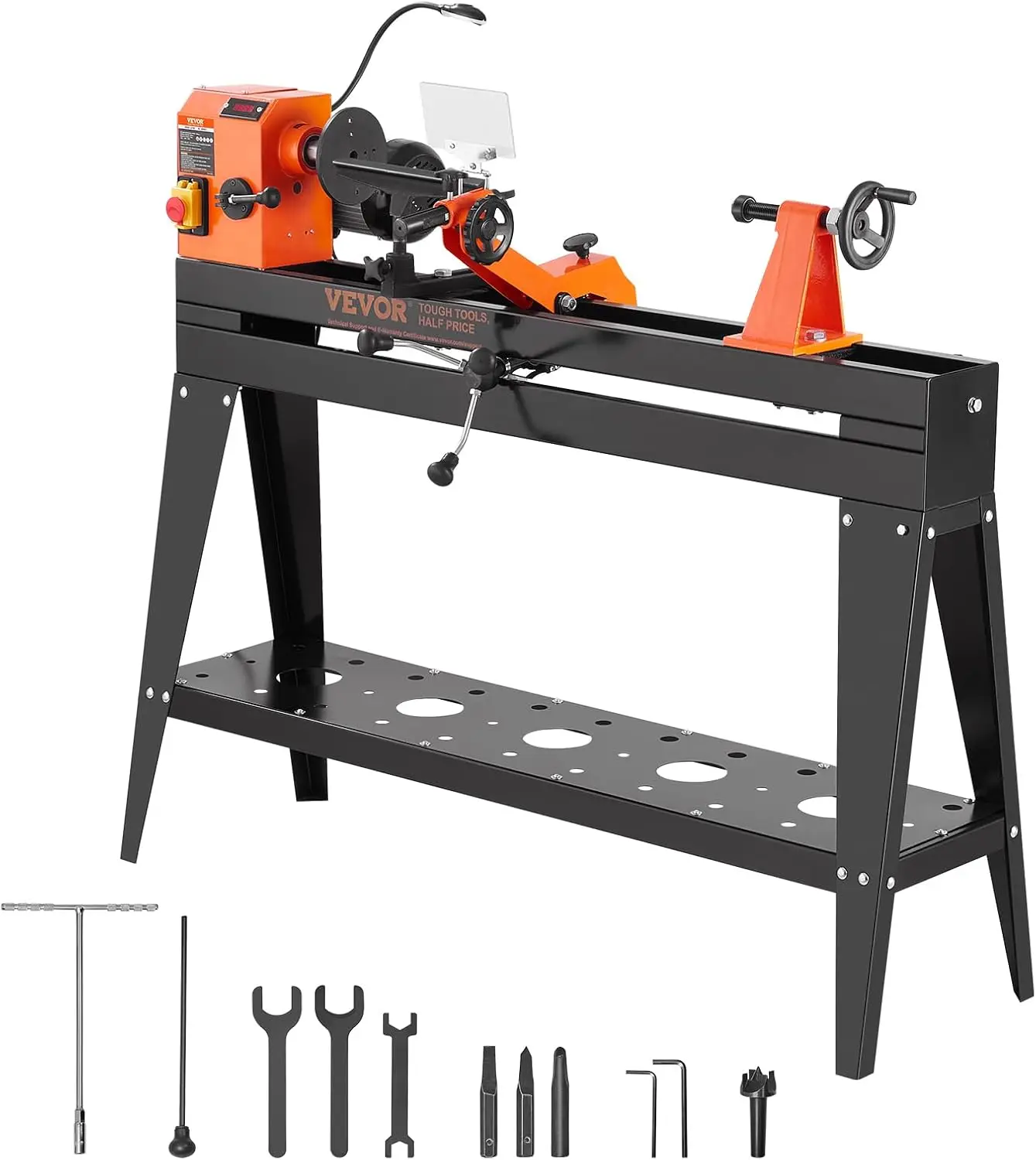 

Wood Lathe with Copy Attachment, 13.78 in x 37.8 in, 1 HP 750W Woodworking Lathe with Stand, Continuously Variable Speed