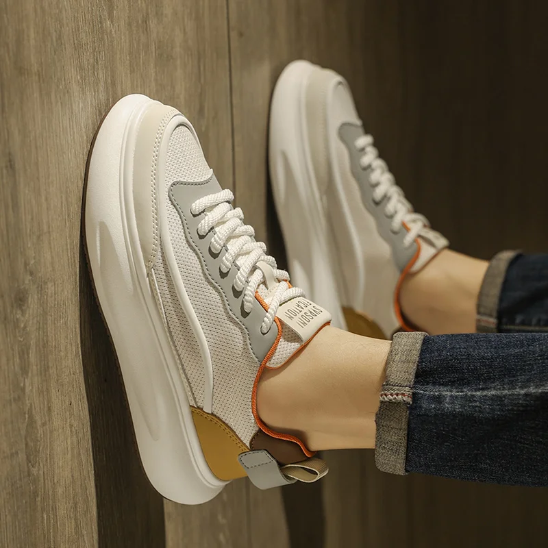 

Casual Breathable Mesh Men's Shoes Summer Sport Sneakers Phu Quoc High Rise Leisure White Trendy Shoes Increased Comfort