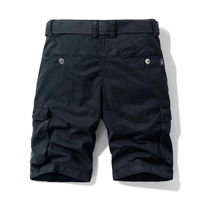 Short cargo en coton solide pour hommes, bermuda décontracté, multi-poches, jogging masculin, nouvelle mode, printemps, été