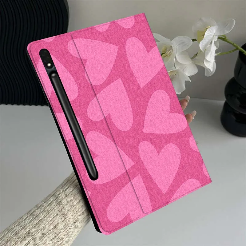 

Cartoon Pink Heart Pattern Tablet Case For Samsung Galaxy Tab S7 S8 S9 S10 FE Lite Gift