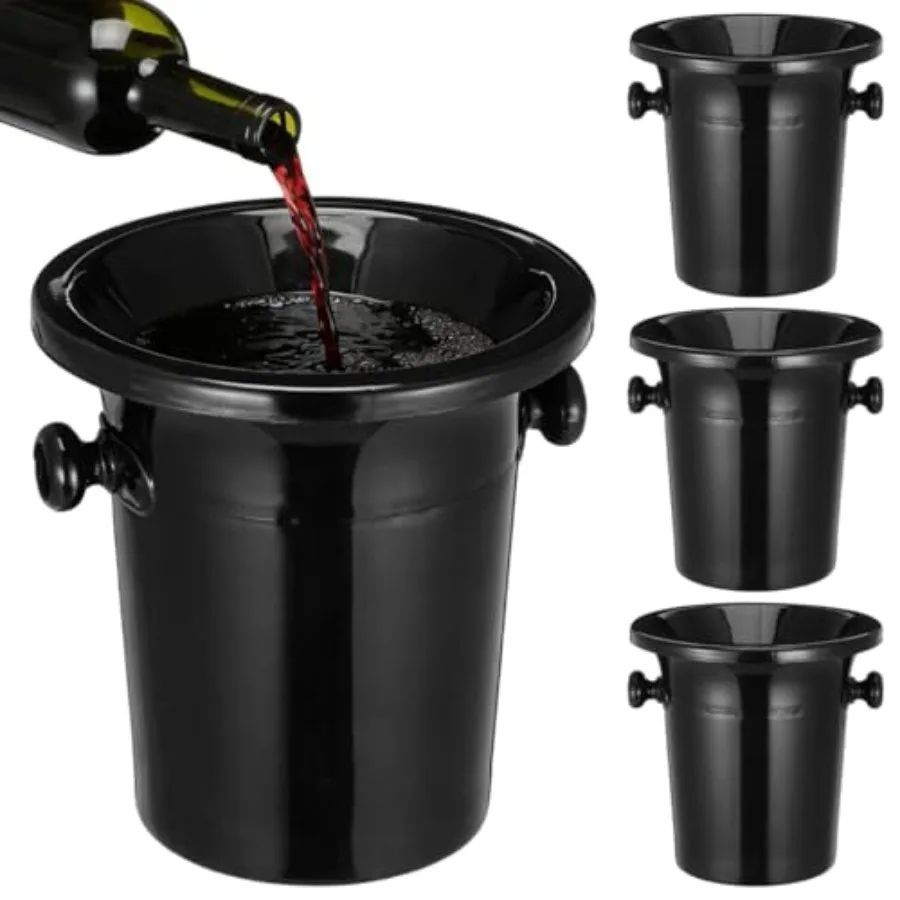 

Black Plastic Wine Spit Bucket 8.3 Inch Round Double-Handle Wine Dump Ice Bucket for Tasting Bar and Party Use