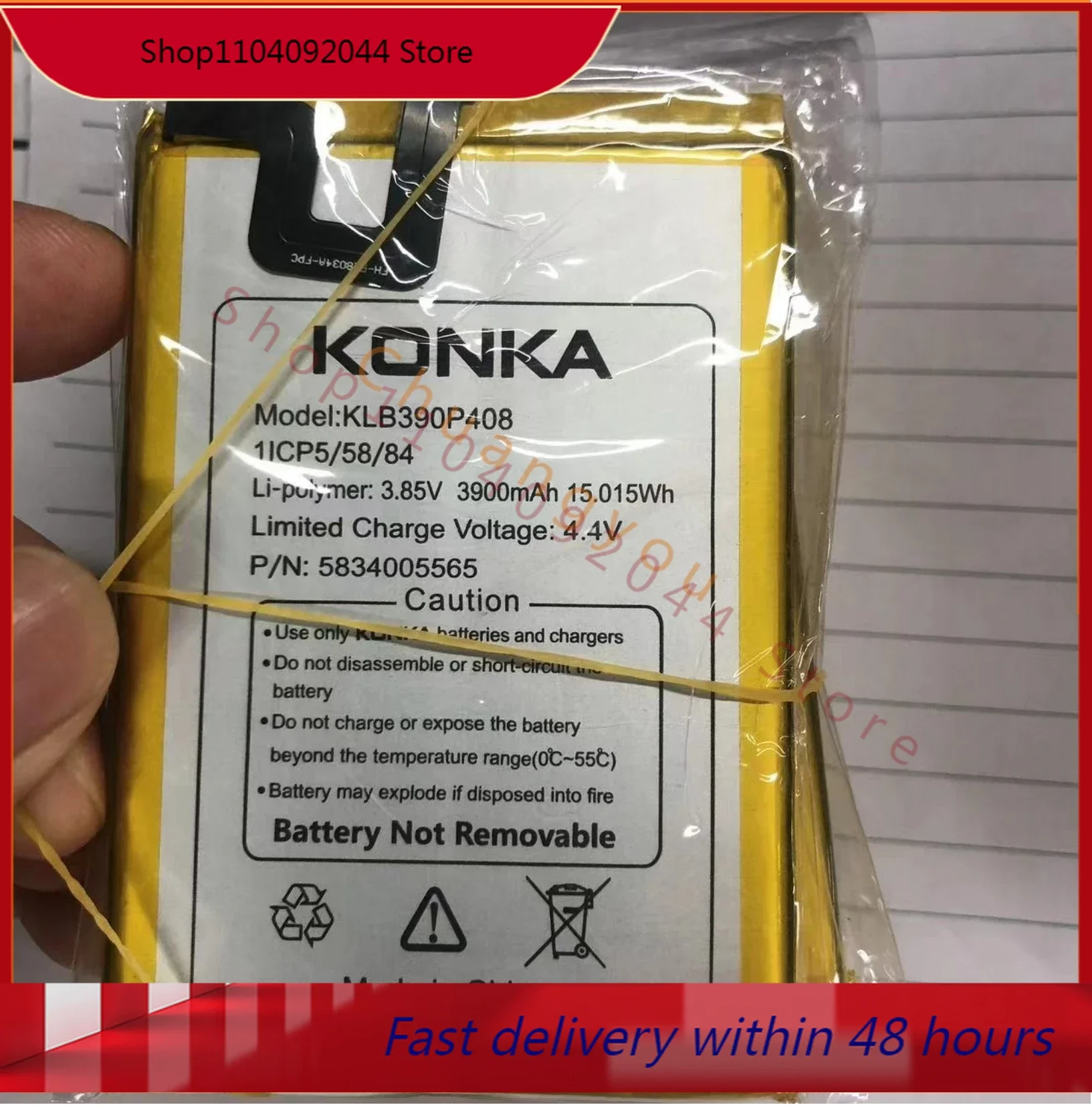 For KONKA KLB390P408 1ICP5\58\84  3.85V 3900mAh battery