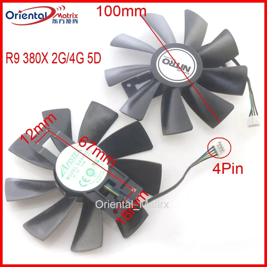 GAA8B2U GAA8S2U  - PFTA 100mm DC12V 0.45A VGA Fan For Sapphire R9 380X 380 2G 4G 5D Graphics Card Cooling Fan