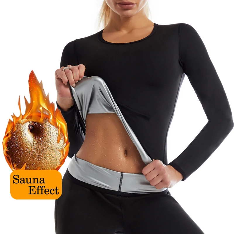 Hot Thermal Top Underwear Women Seamless Bottoming Shirt Solid Color Long-Sleeved Shirt Sweat Sauna Heating Fiber Thermal Tops