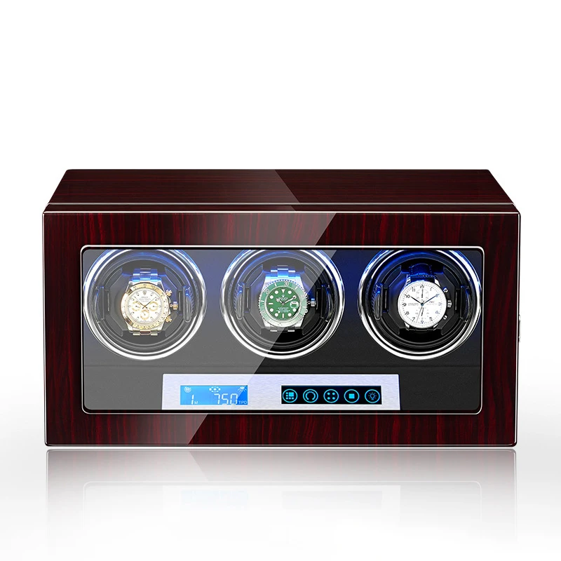 

Watch Winder for Automatic Watch Fingerprint Unlock Adjustable Watch Pillow Screen and Remote Control Built-in LED Illumination