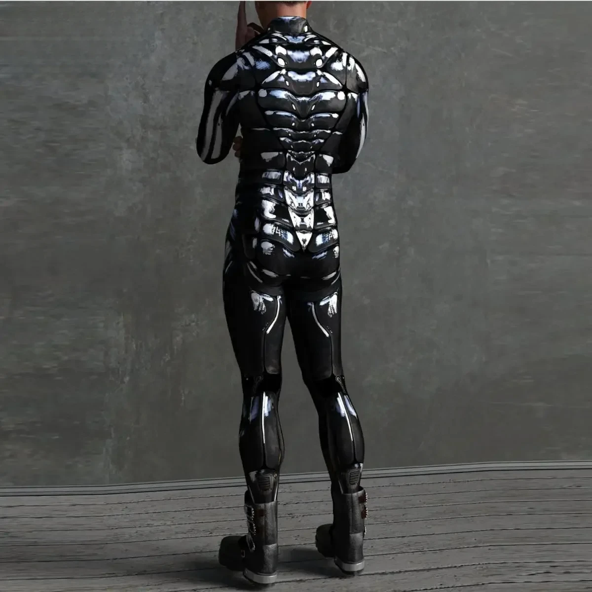 Halloween Robot Cosplay Costume Men Punk Bodysuit Purim Carnival Halloween Zentai Suit 3D Printed Jumpsuits Rave Party Clothes