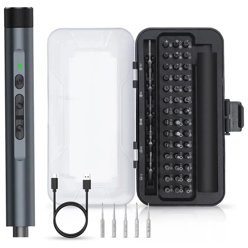 【noEl】mini-tournevis-electrique-49-en-1-36-v-avec-lumiere-led-jeu-de-tournevis-de-precision-pour-telephone-ordinateur-portable-montre-bricolage
