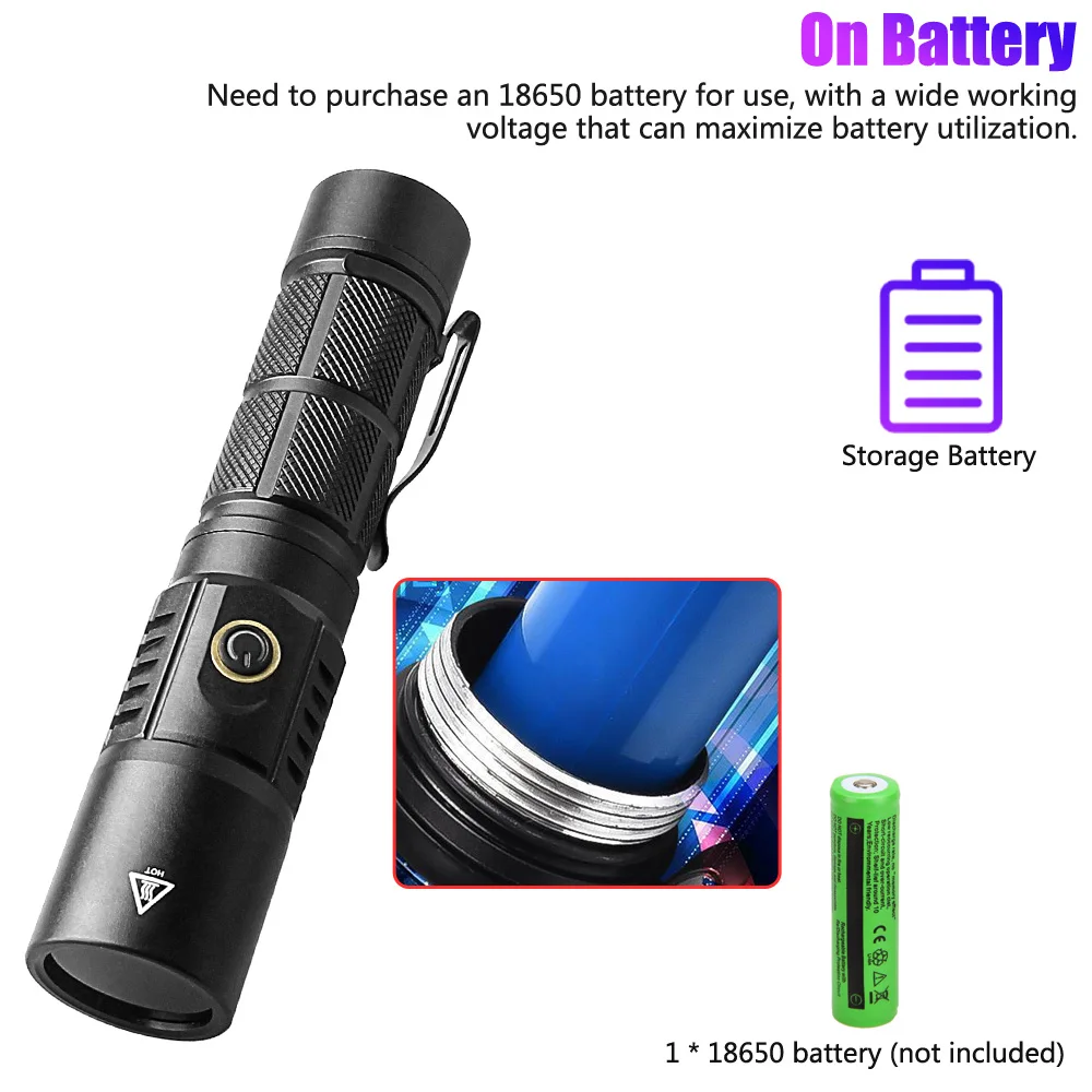 30W 365NM UV Light Flashlight Ultraviolet Lamp Money Fluorescent Agent Detection Torch Pet Urine Stains Detector