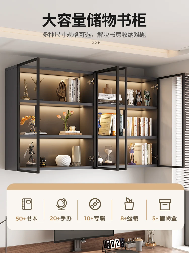 Figure Model Glass Hanging Cabinet Wall Bookcase Wall Hanging Kitchen Hanging Shelf Wall Display Cabinet Bookshelf Restaurant