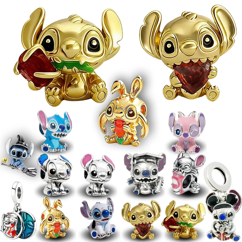 Nuevos Abalorios Originales de la Serie Disney Lilo & Stitch, Abalorio Experimento 626, Abalorio Angel, Compatible con Pulseras y Colgantes, Joyería para Mujer, Regalo