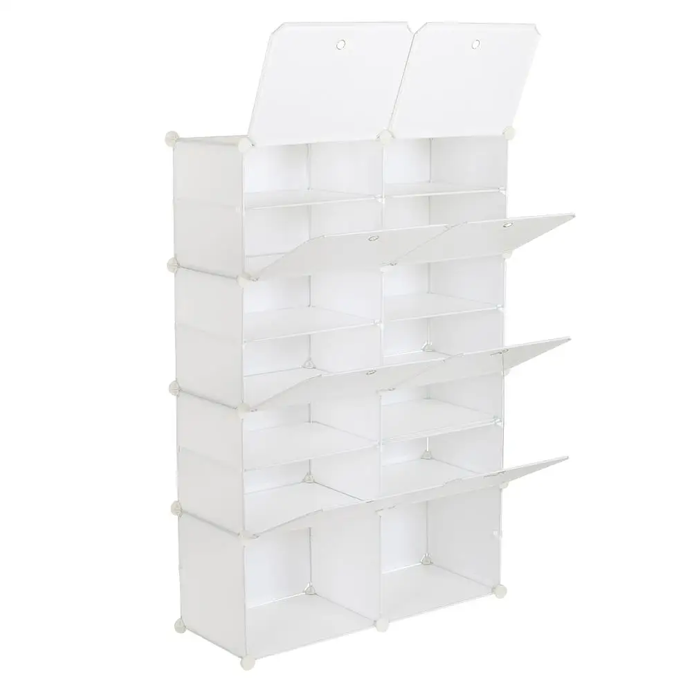 7-Tier Portable Shoe Rack Organizer - 28 Pairs Capacity, Expandable Tower Shelf for heels , Boots & Slippers, White