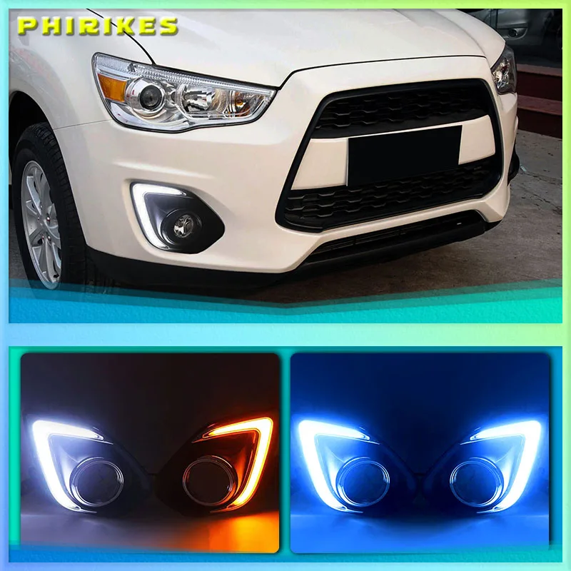 

1 Set For Mitsubishi ASX 2013 2014 2015 LED DRL COB Daytime Running Lights Daylight Waterproof Fog Head Lamp with Signal