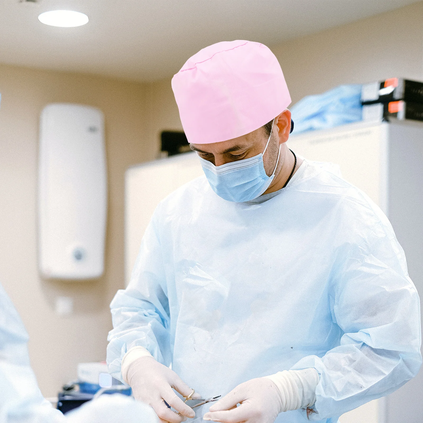 قابل للتعديل فرك قبعة غطاء للشعر قبعة العمل العصابة لينة تنفس القطن فرك قبعات النساء أزرار تقليل ضغط الأذن