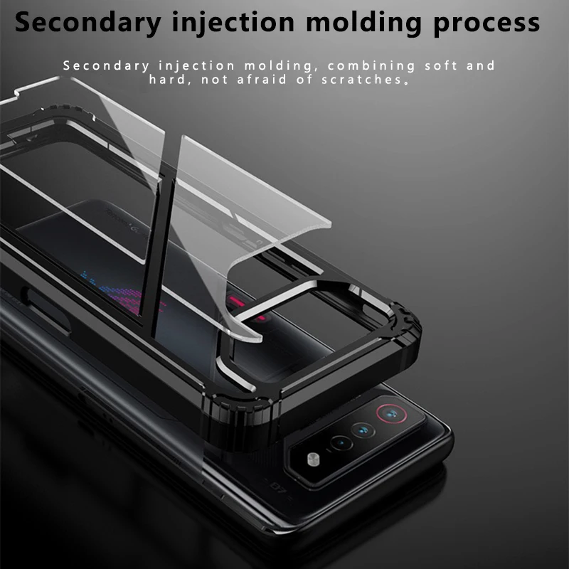 Shockproof Case for Asus ROG Phone 8 Rog 8 Pro Hard PC + TPU Hybrid Protective Clear Cover Foldable Kickstand Shockproof Capas