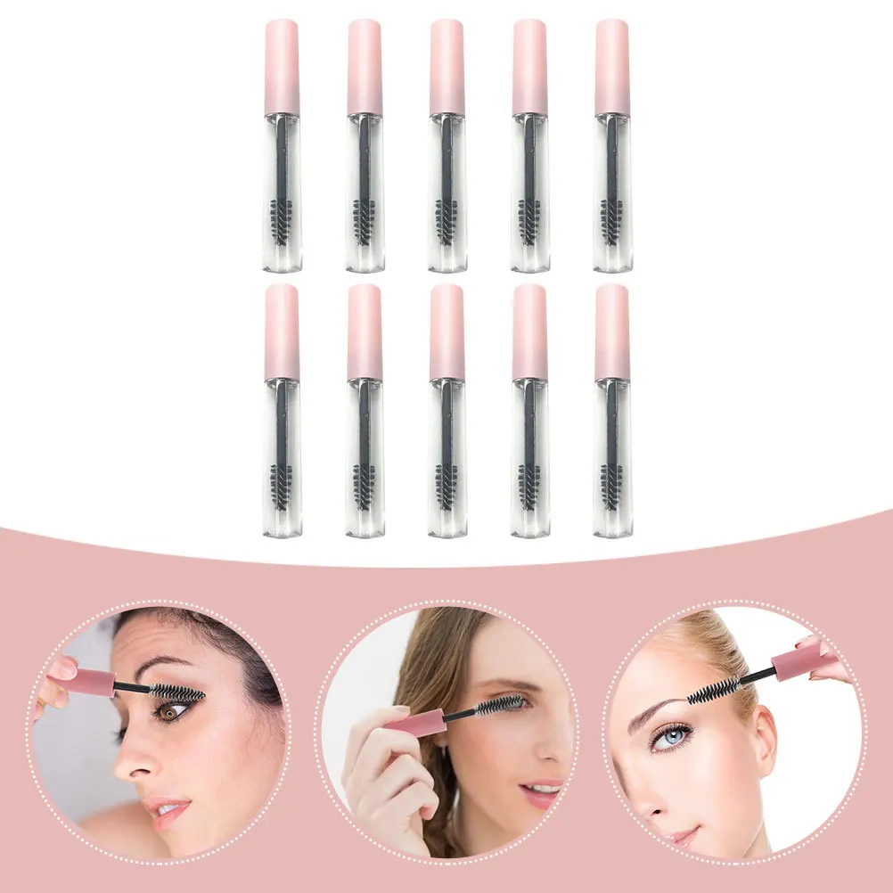 10 pçs garrafas de rímel premium lavável vazio tubos de brilho labial portátil conjunto recipiente delineador para maquiagem kits diy rosa