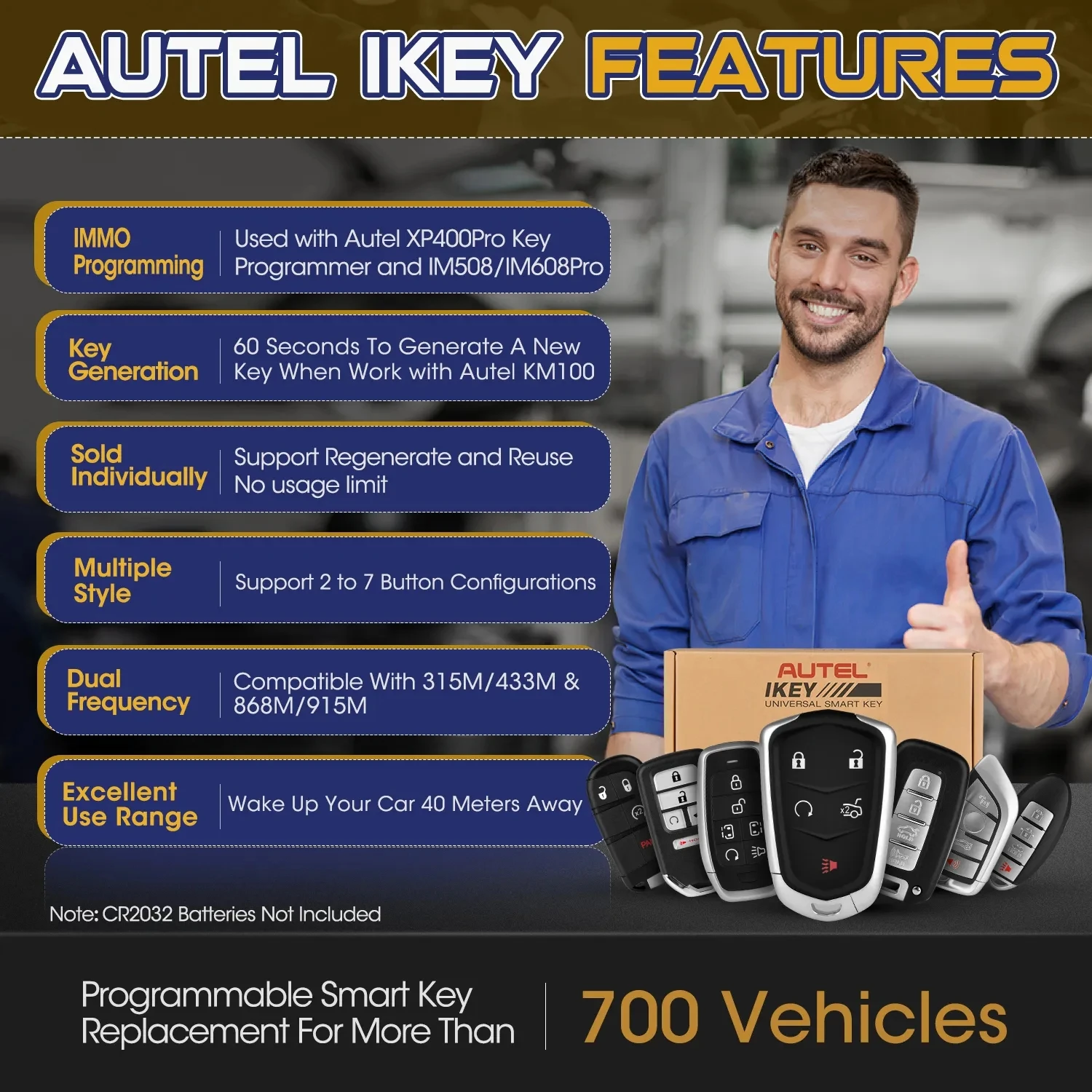 XNRKEY Car Remote Original Key Universal Replacement Smart Key 2-7 Buttons 315/433MHz ID46 ID48 PCF7935 work with Key Programme