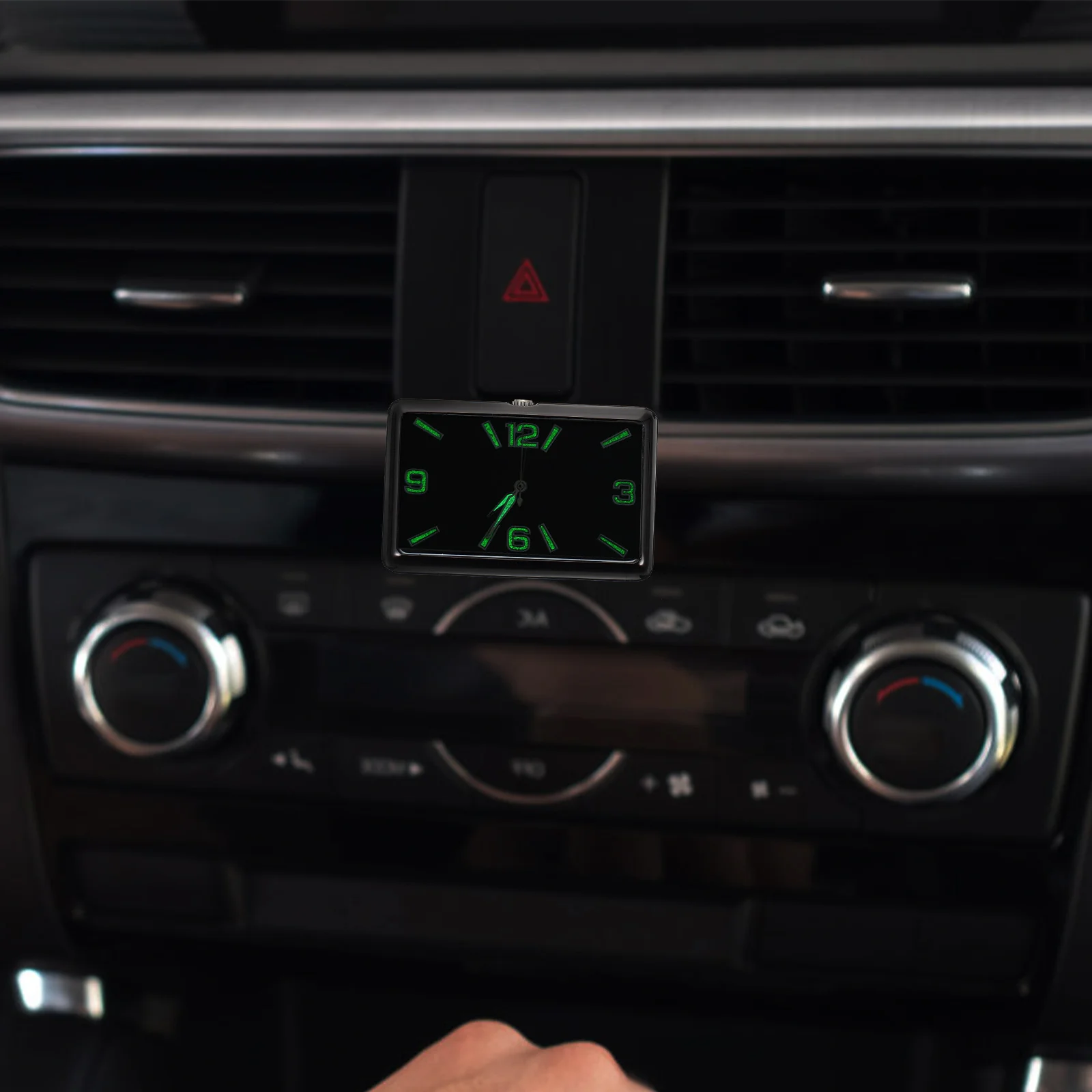 

Mini Compact Car Dashboard Clock Square Fluorescent Analog Clock Adhesive Decorative Dashboard Accessory Tiny Lock