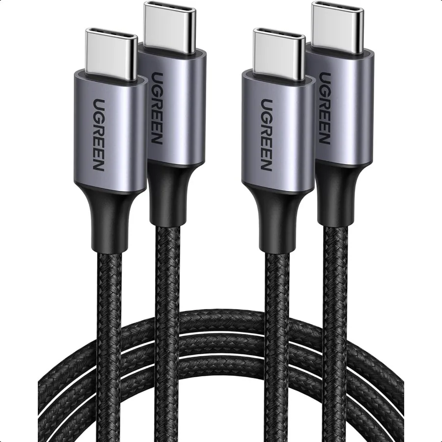 Cable USB C a USB C 3.3FT 60W Paquete de 2 cables USB C Cable trenzado de nailon tipo C para iPhone 16 15 Galaxy S24 S23 S22 Pixel 8 7 Libro A